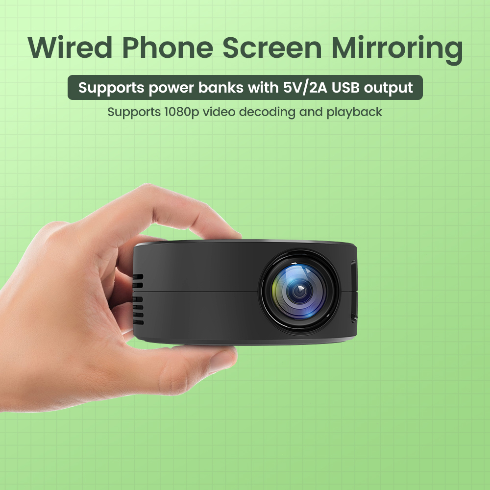 YT200 Mini Proyektor Portabel HD LCD LED Movie Projector Wired Screen Mirroring Mendukung Tablet iPhone Android Ponsel