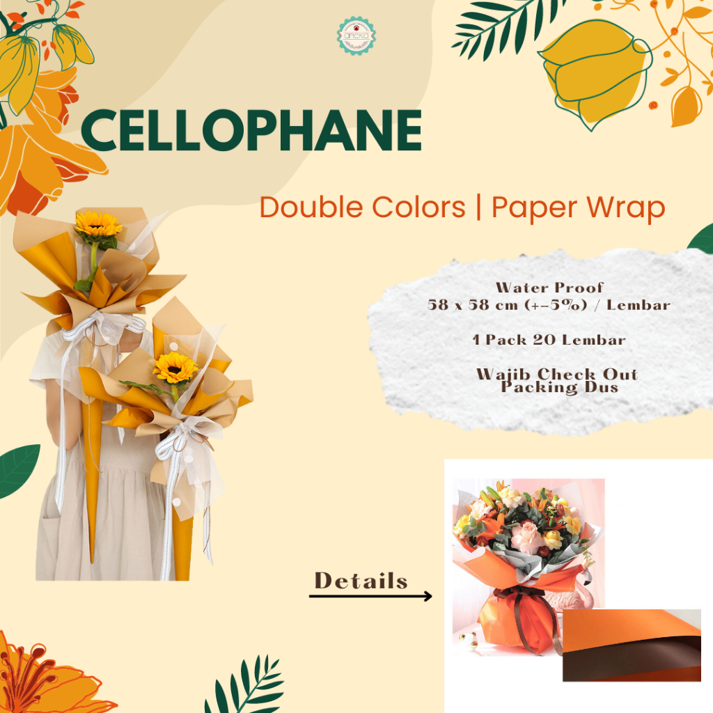 AnekaBenang - [ PACK ] Kertas Cellophane Buket Bunga [ Double Colors ] Flower Wrapping Paper Celophane