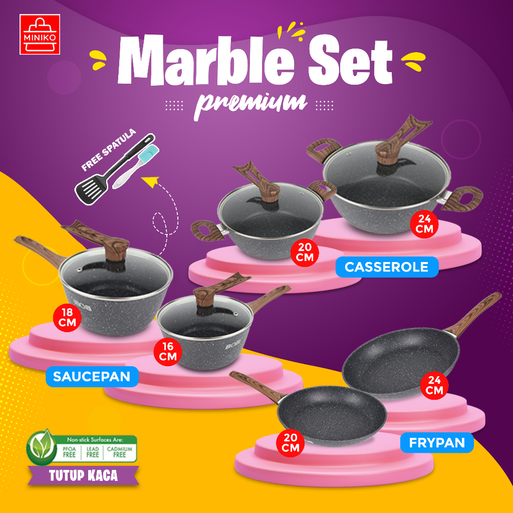 Anti Lengket Peralatan Masak Peralatan Dapur Cocok Untuk Semua Kompor Panci Marble