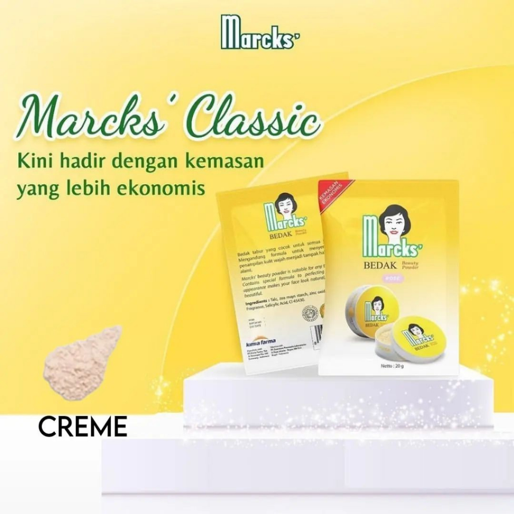 Marcks Talc Bedak Tabur I Cream I Rose I White