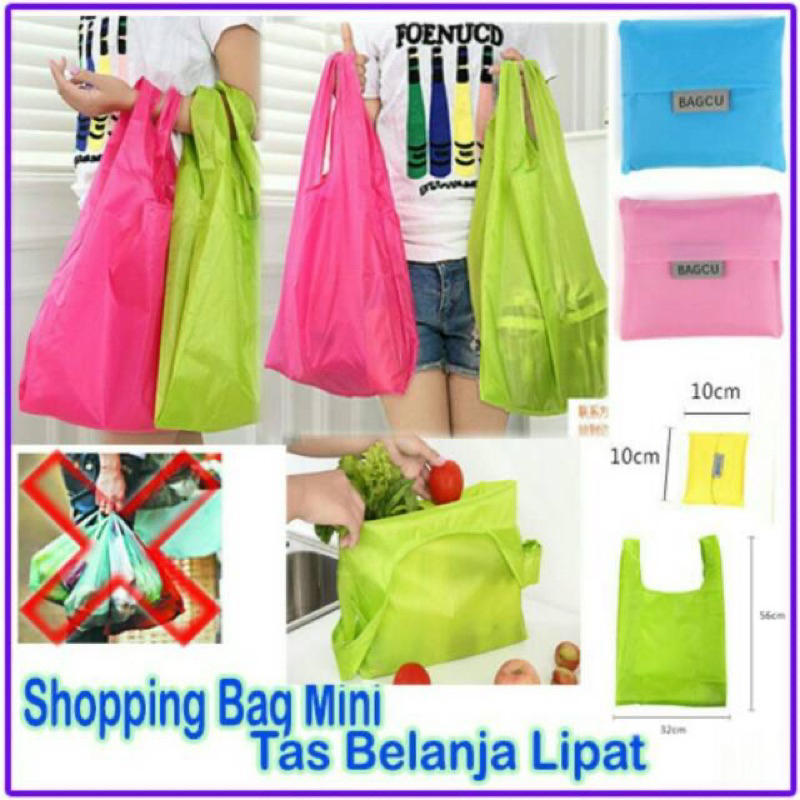 Tas Lipat Belanja Traveling Bagcu Kresek Kain Shopping Bag Pocket