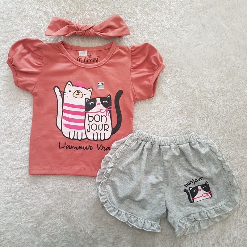 Setelan Bayi Bonjour Cat set