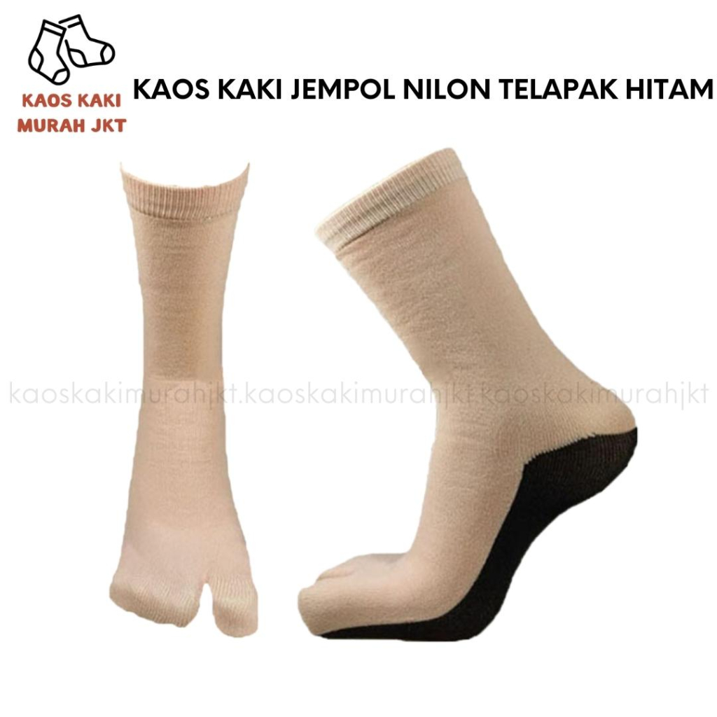 Kaos Kaki Cleos Jempol Polos/ Telapak Hitam Bahan Nilon Ukuran L