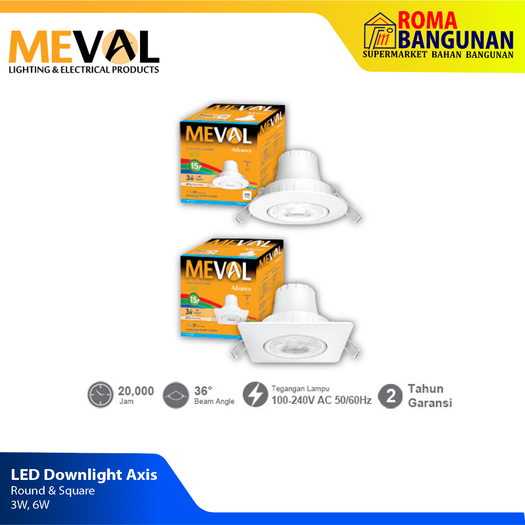 Meval Lampu Plafon / Lampu Down Light LED Downlight Axis