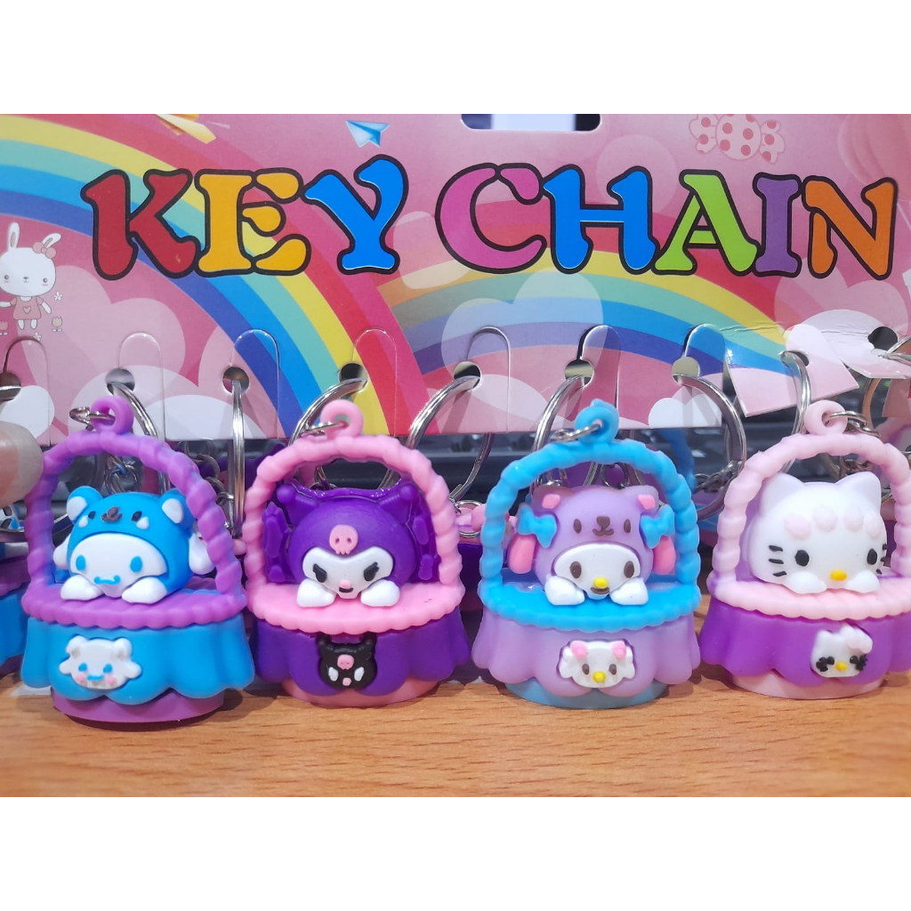 GANTUNGAN KUNCI KARAKTER SANRIO BUCKET KUROMI MELODY H.KITTY / KEYCHAIN SANRIO BUCKET RUBBER