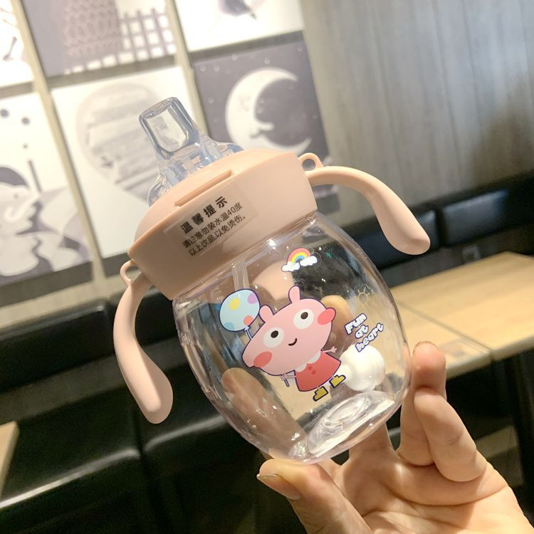 T&amp;Y Botol Minum Anak Motif Piggy Cute Anti Tumpah Botol Minum Bayi 280ml BPA FREE TempaT Minum Lucu Anti Sedak karakter Gelas Anak Balita Training Cup Handle