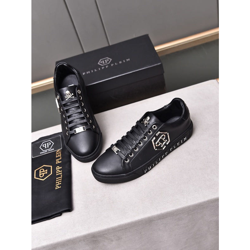 PHILIPP PLEIN Men's Casual Shoes Cowhide Lace up Flat Shoes