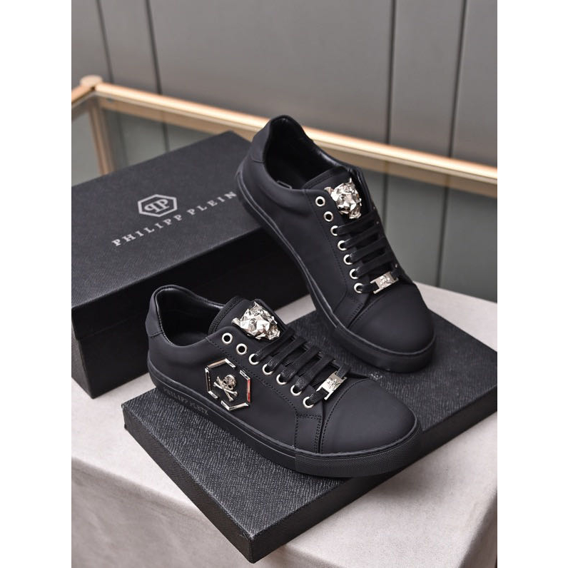 PHILIPP PLEIN Men's Casual Shoes Cowhide Lace up Flat Shoes