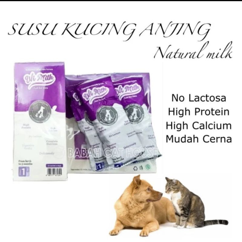 (1box = 10sachet) susu kucing &amp; anjing kitten adult puppy - susu wi milk 1 box