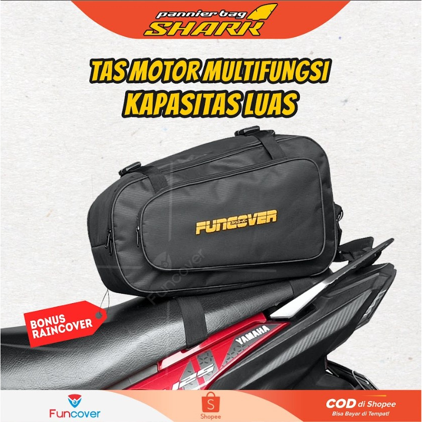 Tas Box Motor Touring Side Tank Bag Jok Pannier Tailbag SHARK Funcover