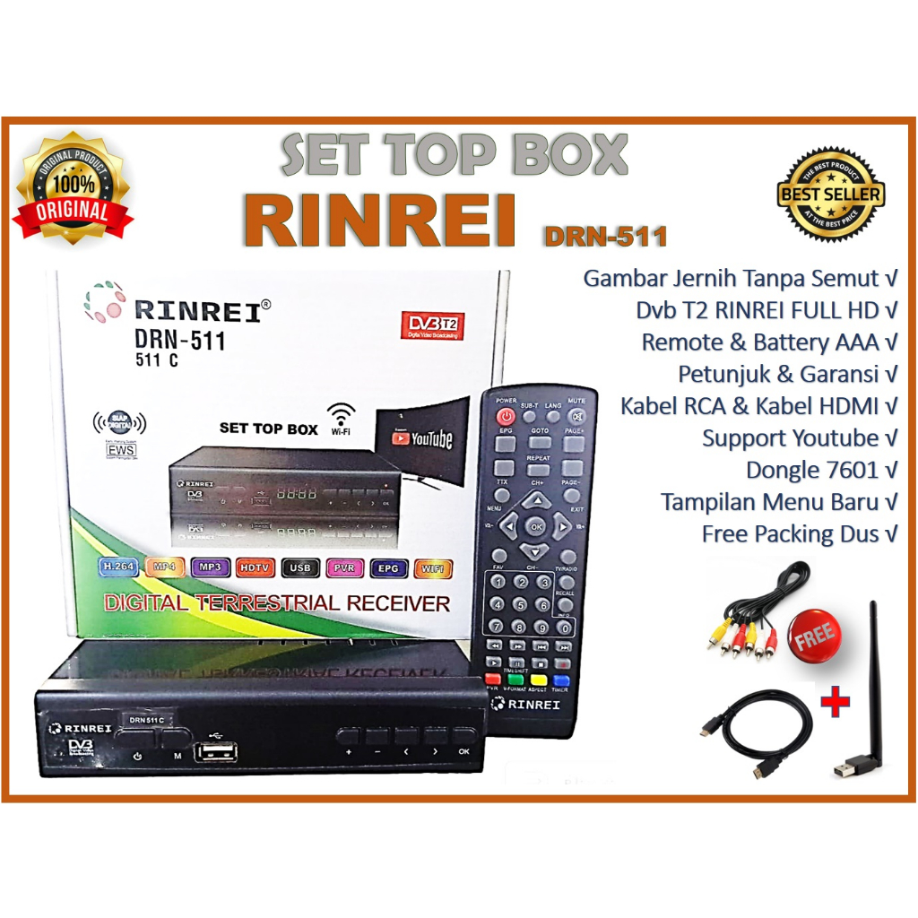 Set Top Box Rinrei DRN 511 Setopbox Rinrei Tv Digital Rinrei TV Digital