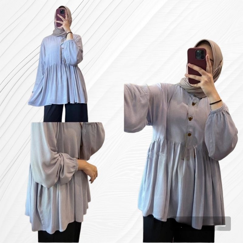 Rania Blouse Cringkle Oversize Ld120 Atasan Wanita Blouse Wanita Busui&amp;Friendly Atasan Hijab Baju Wanita Atasan Muslimah Cod