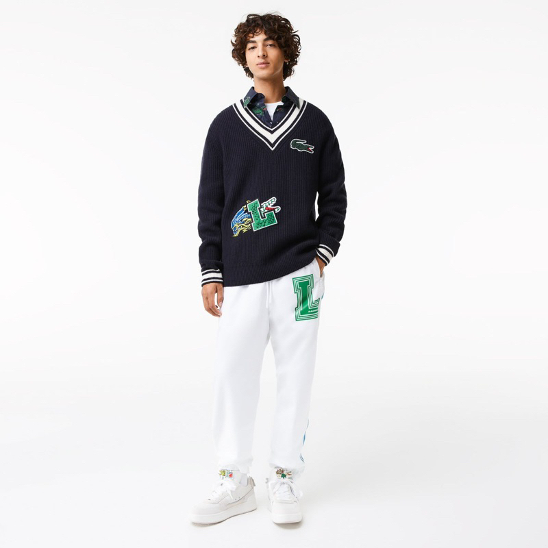 Sweater Knit Lacoste Embro V Neck