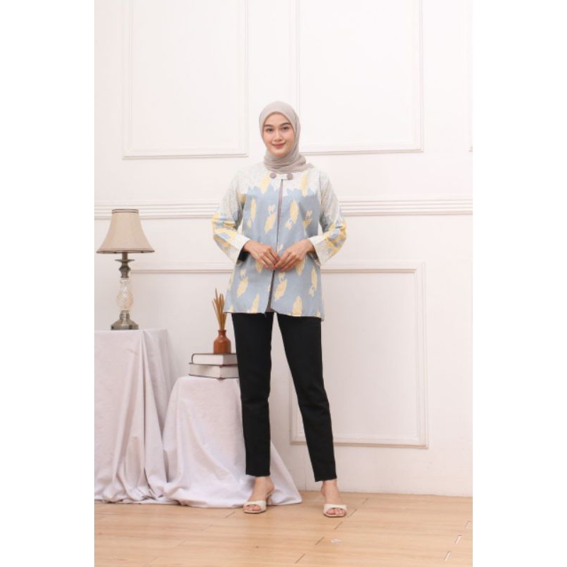 ATASAN BATIK WANITA BLOUSE KANTOR BLOUSE KERJA SERAGAMAN BATIK TRENDY INTERNATIONAL Atasan Batik Wanita Bolero Warna Soft Terbaru Atasan Wanita Kekinian