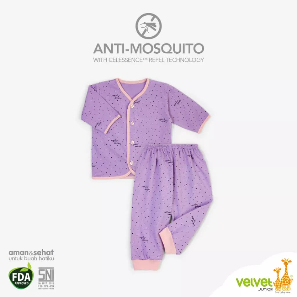 Velvet Stelan Panjang Kancing Depan Anti Mosuito Boy/Girl Series (AM-068C)