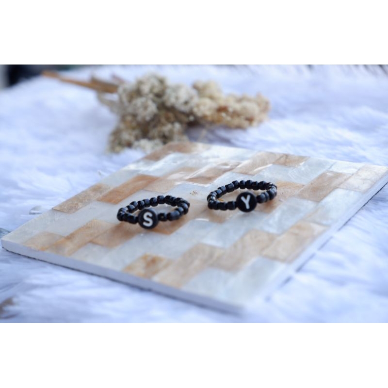 CINCIN INISIAL CINCIN MANIK BEADS RING CINCIN HURUF CINCIN K POP