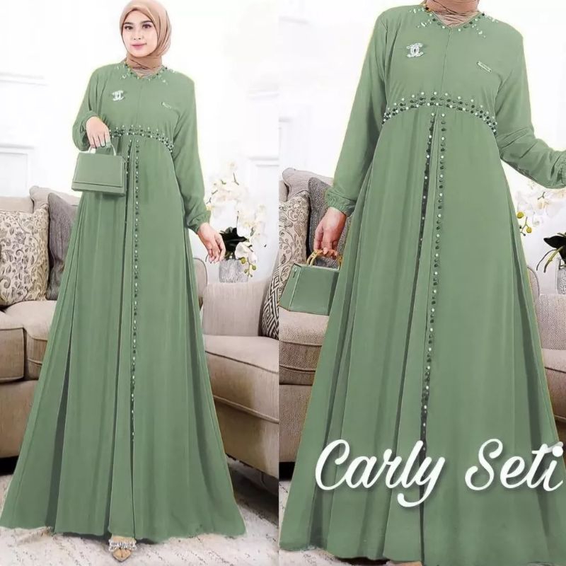 Baju Gamis Wanita Muslim Dress Cerruty Bebydoll Georgina Dress aplikasi Hayya Dress Muslim Terbaru D