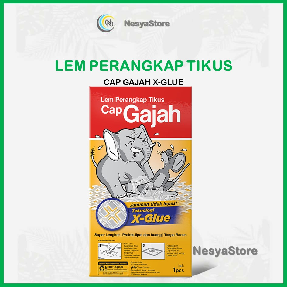 Lem Tikus Elephant Lem Papan Jebakan Perangkap Tikus Super Lengket X-Glue 60gr