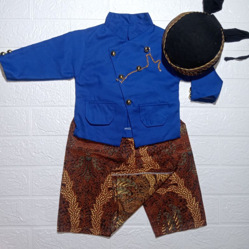 REALPICT//beskap anak dan beskap bayi warna biru bca FREE BLANGKON☑️set beskap anak cowok beskap bay