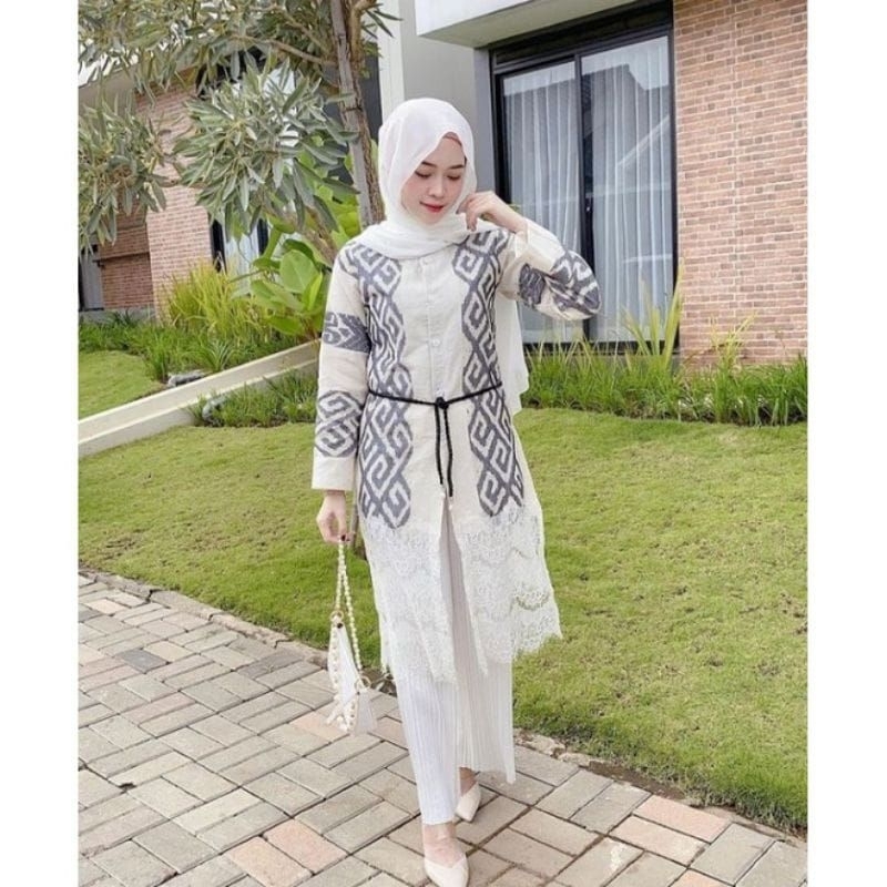 READY STOCK, OUTER RENDA WHITE-OUTER WANITA-OUTER TENUN