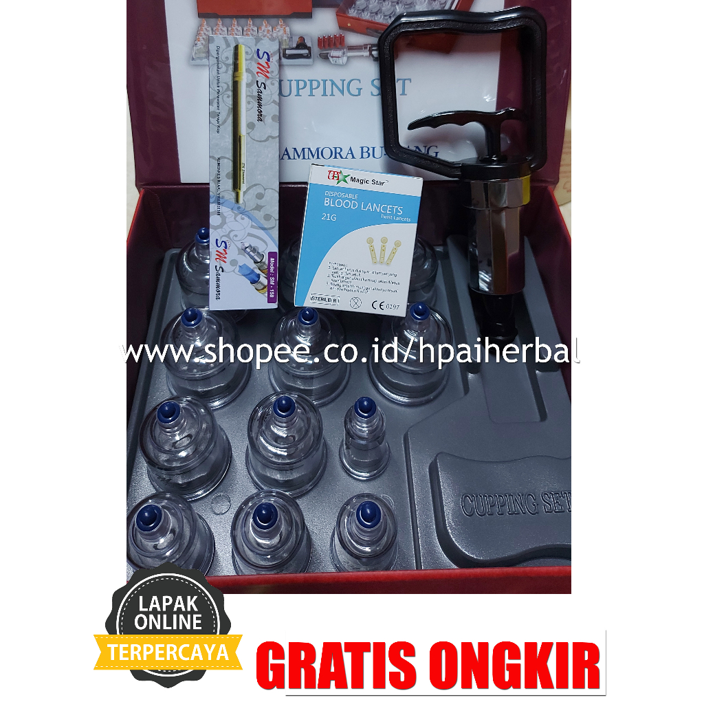 Paket  Bekam Sammora 12 Cup Premium +Pena +Jarum Bekam
