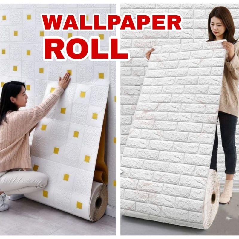 WALLPAPER ROLL 3D BATU BATA TIMBUL WALLFOAM BATU BATA WALLPAPER DINDING ROLL HIGH QUALITY