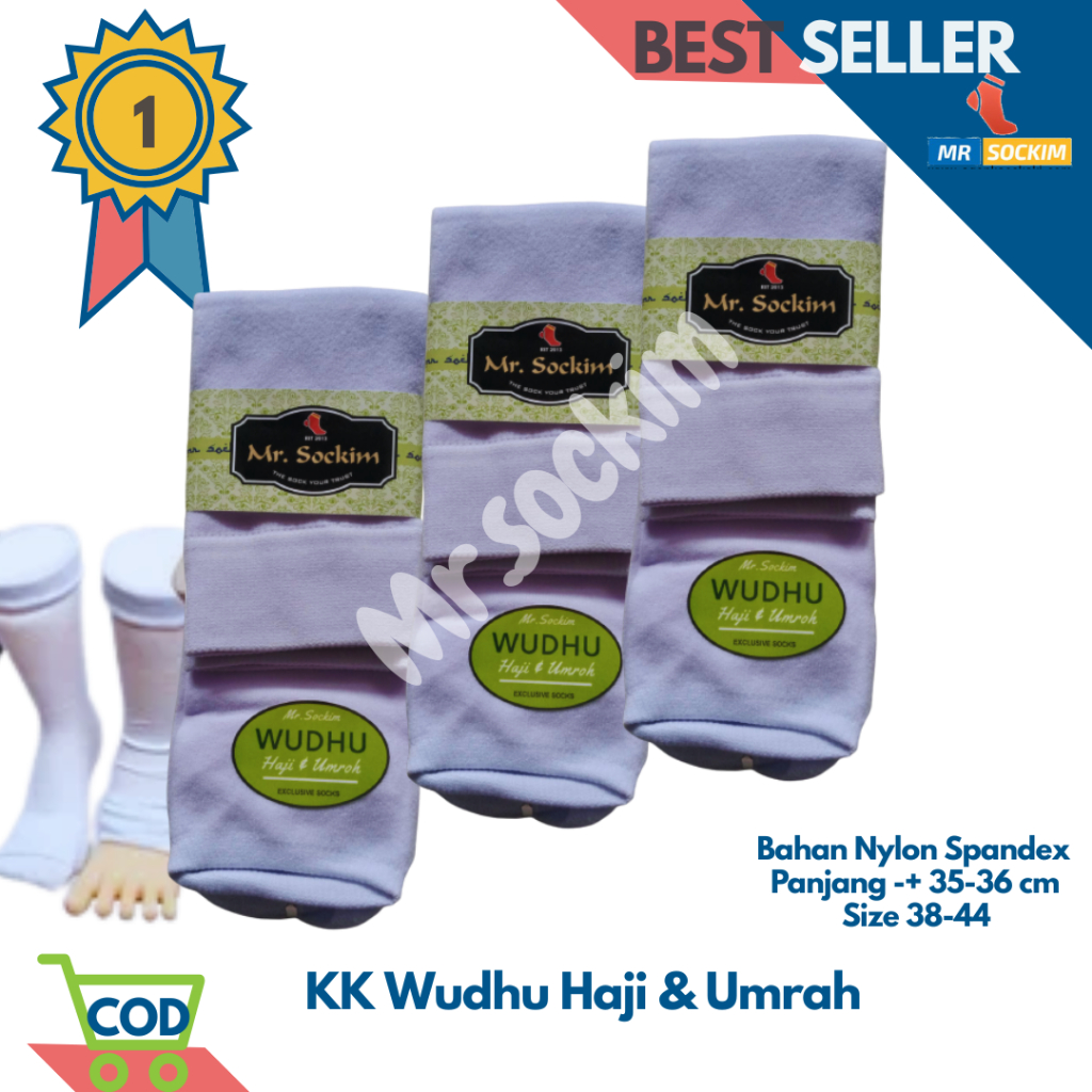 Kaos Kaki Wudhu Muslimah Nylon Spandek Polos Untuk Umrah Haji Mr Sockim