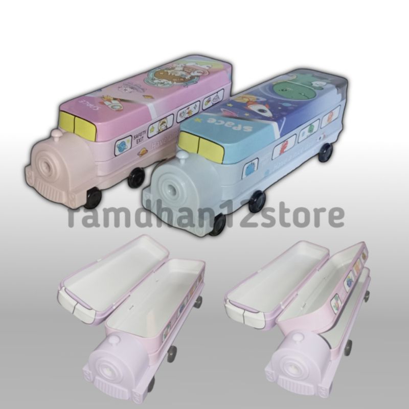 

Kotak pensil/ tempat pensil Anak Dua susun Bentuk mobil Bus