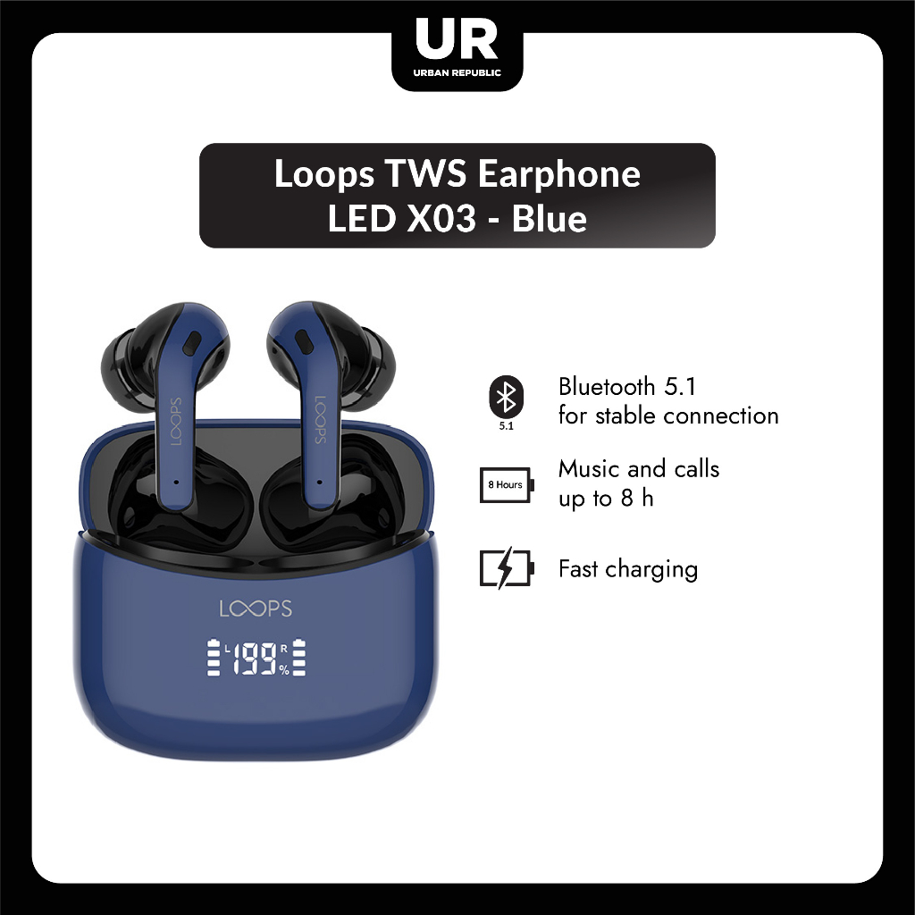 Loops TWS Earphone LED X03 - Blue