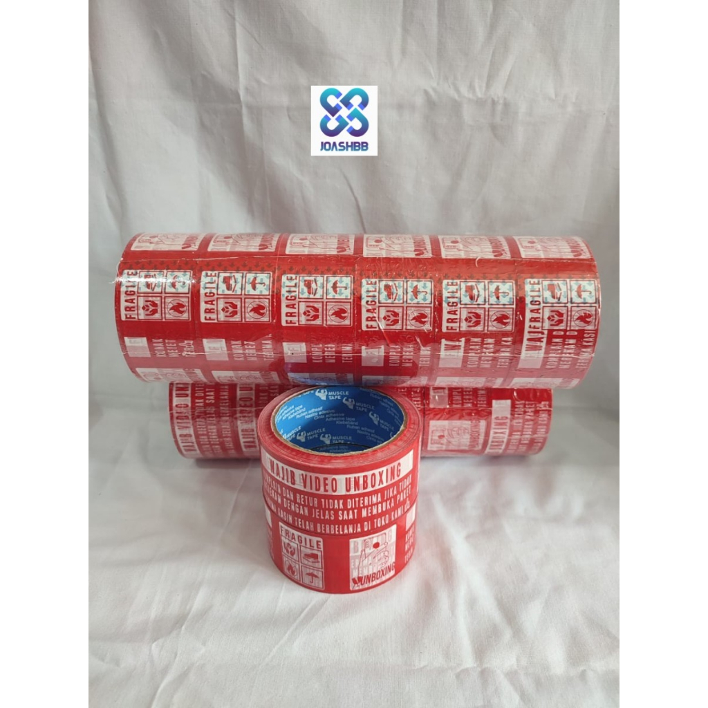 Lakban Unboxing Fragile 45x50m Merah MuscleTape