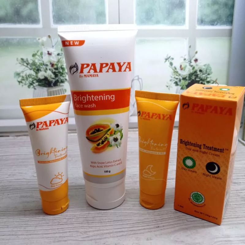 3in1 Paket Cream Papaya by Mamaya (Facial Wash Cream Siang &amp; Malam)