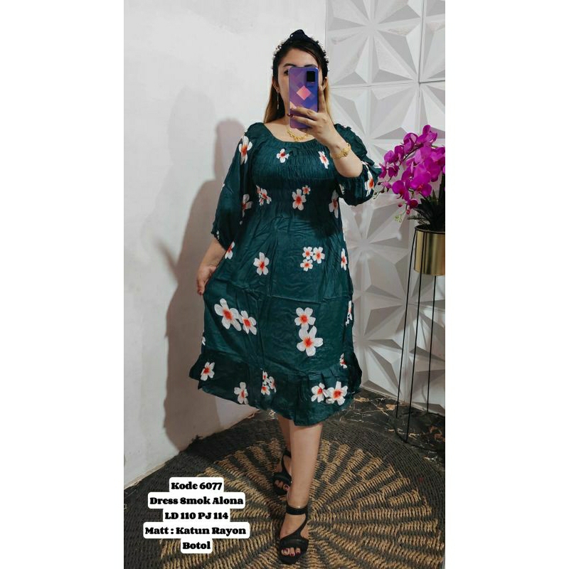 DRESS FELLY KERUT DADA MOTIF BUNGA DASTER LOWO KEKINIAN