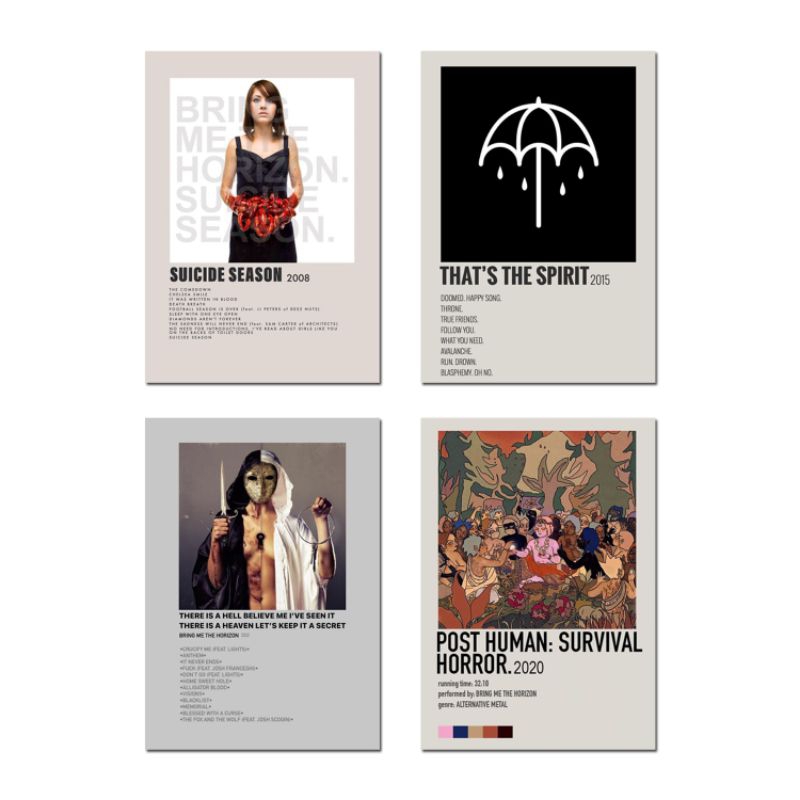Poster Dinding Aesthetic Bring Me The Horizon / Poster Cover Album Bring Me The Horizon Paket 4 Pcs