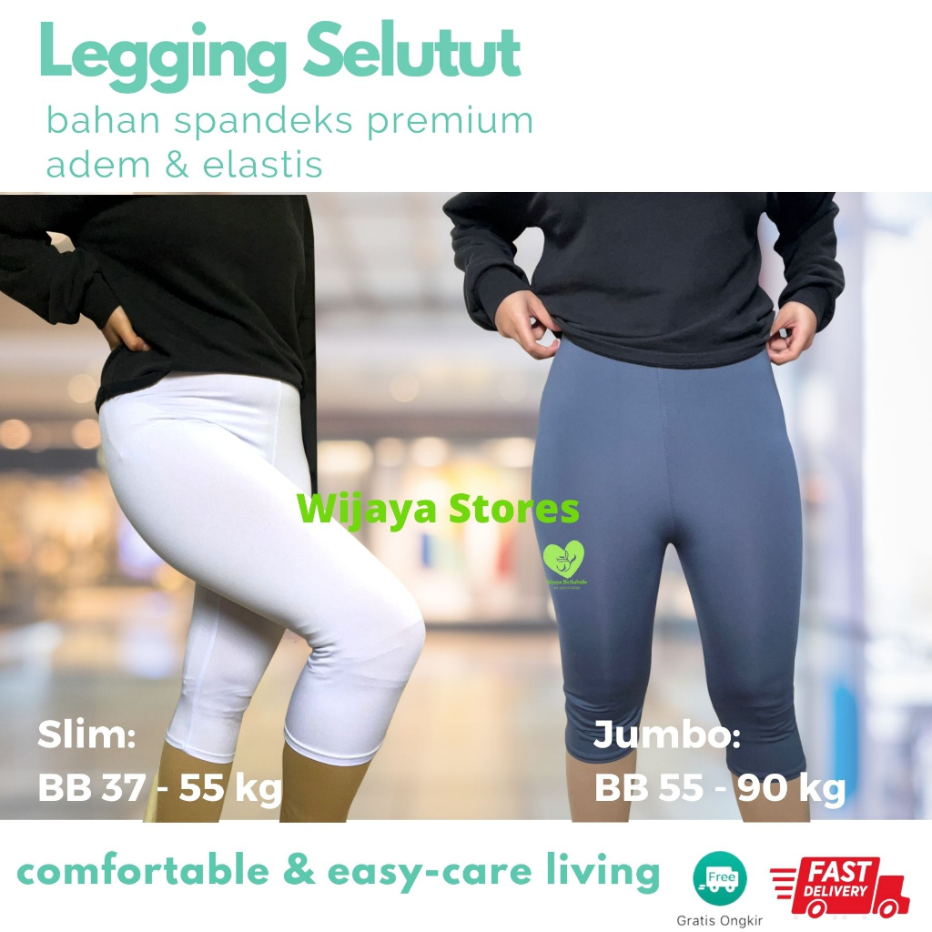 [Outfits] Celana Leging 3/4 - Celana Selutut Wanita - Slim &amp; Jumbo  - Celana Setrit Wanita - Leging Selutut Wanita Sot