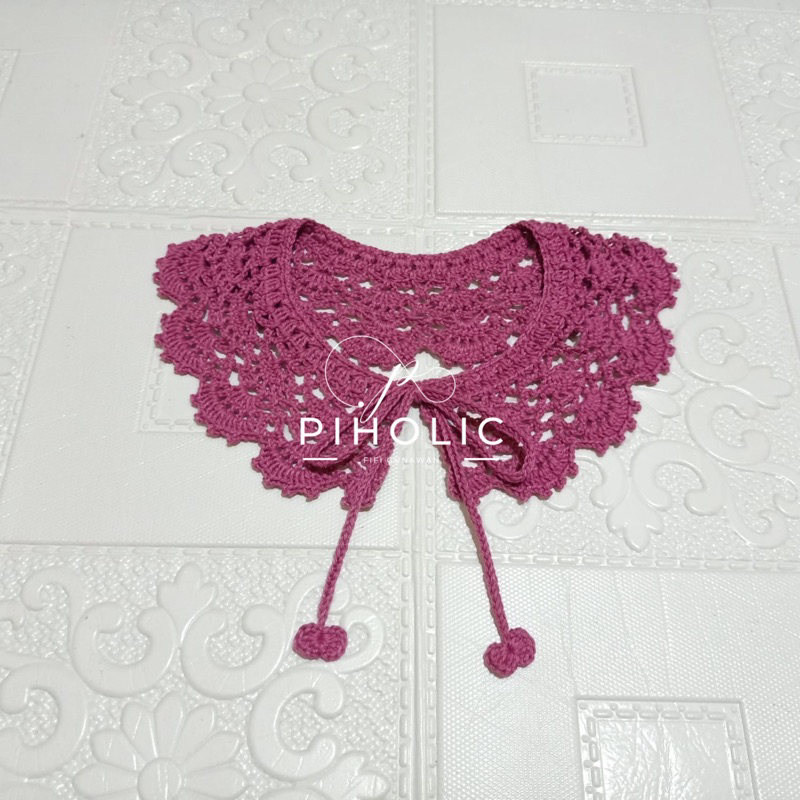 COLLAR CROCHET , KERAH RAJUT , SYAL LEHER RAJUT , RENDA RAJUT , KERAH RENDA ,  KERAH KOREA PALSU - KERAH JILBAB - KERAH LEBARAN - BORDIR KERAH RAJUT - Kerah Instan Impor, fake collar , kolar kucing - collar rajut murah - wing collar - ruffle collar