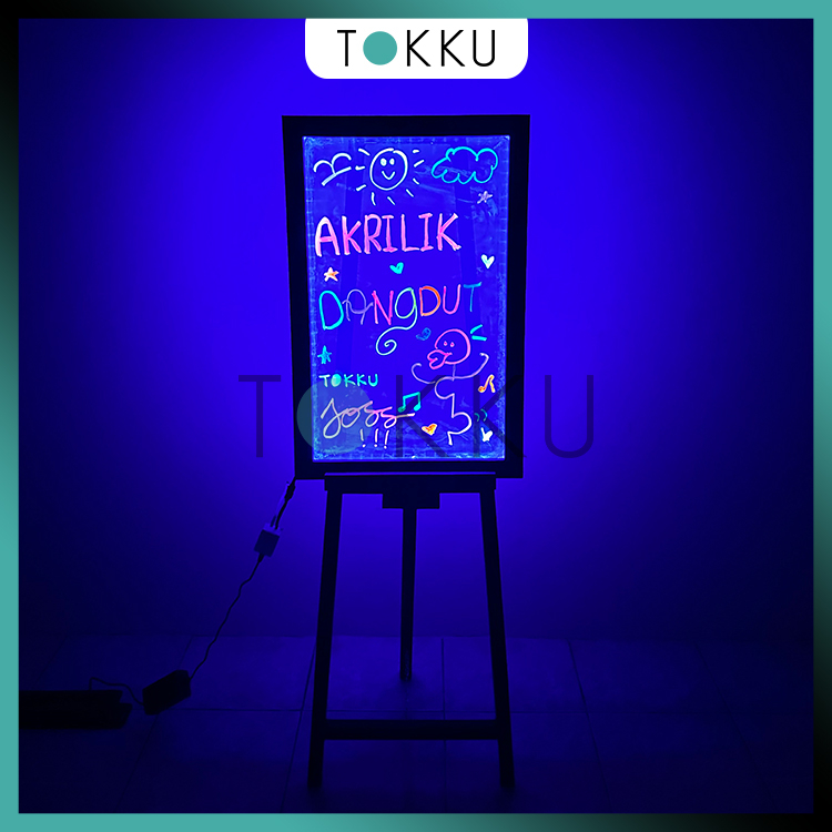 TOKKU Akrilik Dangdut LED 60cm x 40cm / Papan Promosi LED / Papan Tulis LED / Papan Promo Custom