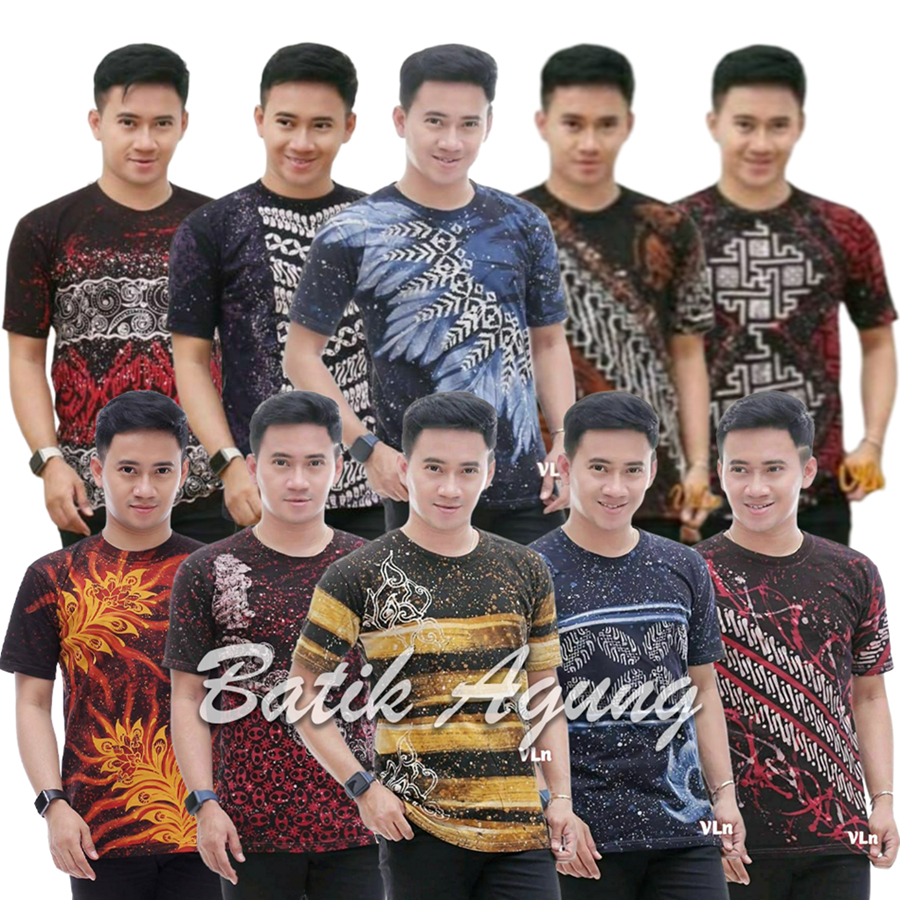 Baju Kaos Batik Distro Pria Kasual Bahan Katun HD Premium Terbaru / Kaos Santai Batik Lukis Pria