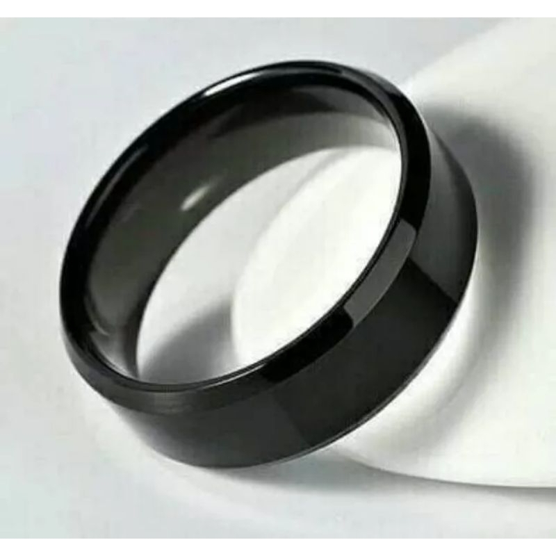 Cincin Couple Hitam Polos Titanium Anti karat selamanya