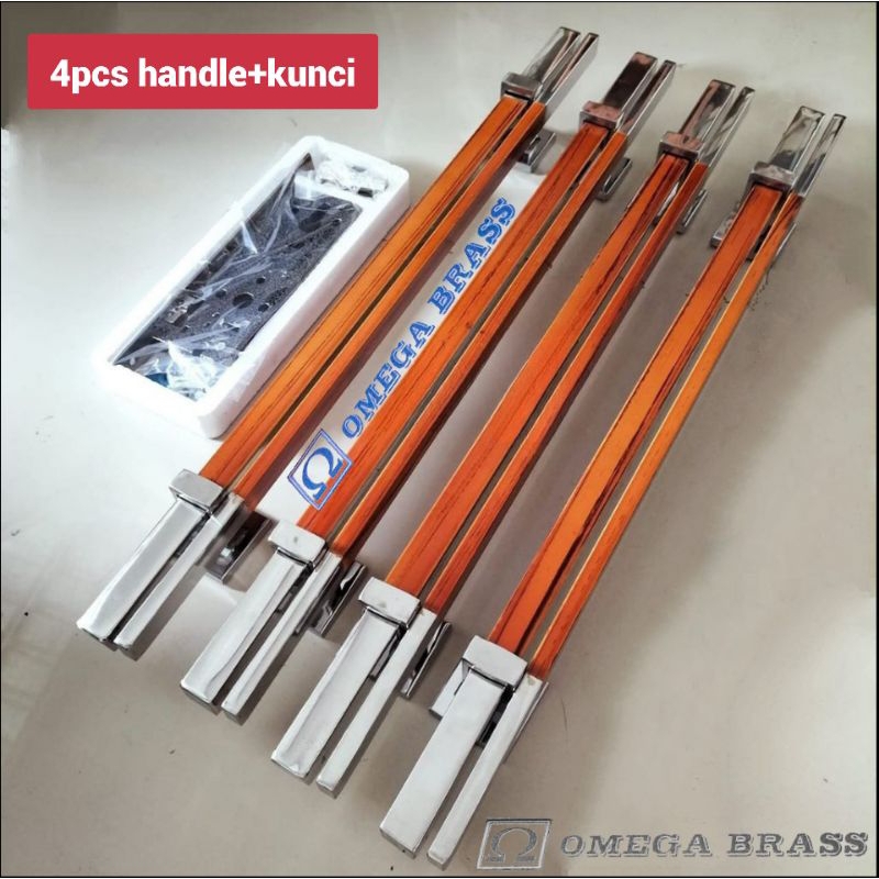 Handle pintu rumah minimalis model Twin 100cm+Kunci/gagang pintu stainless