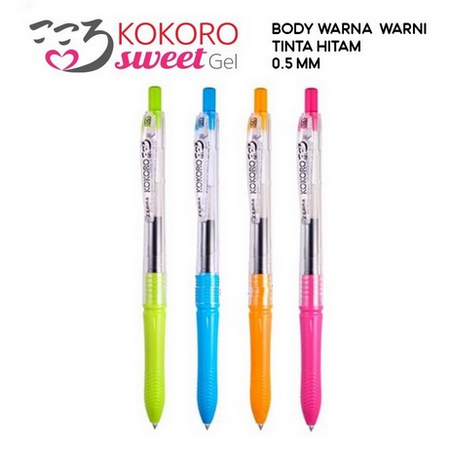 

Zebra Kokoro Pulpen SWEET GEL Hitam 05-COLORED BARREL / Pena Ballpen Hitam Barell Warna Warni