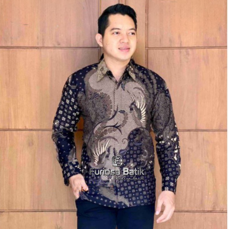 Furiosa Batik CICAK ROWO  Kemeja Baju Batik Pria Lengan Panjang ukuran M L XL XXL