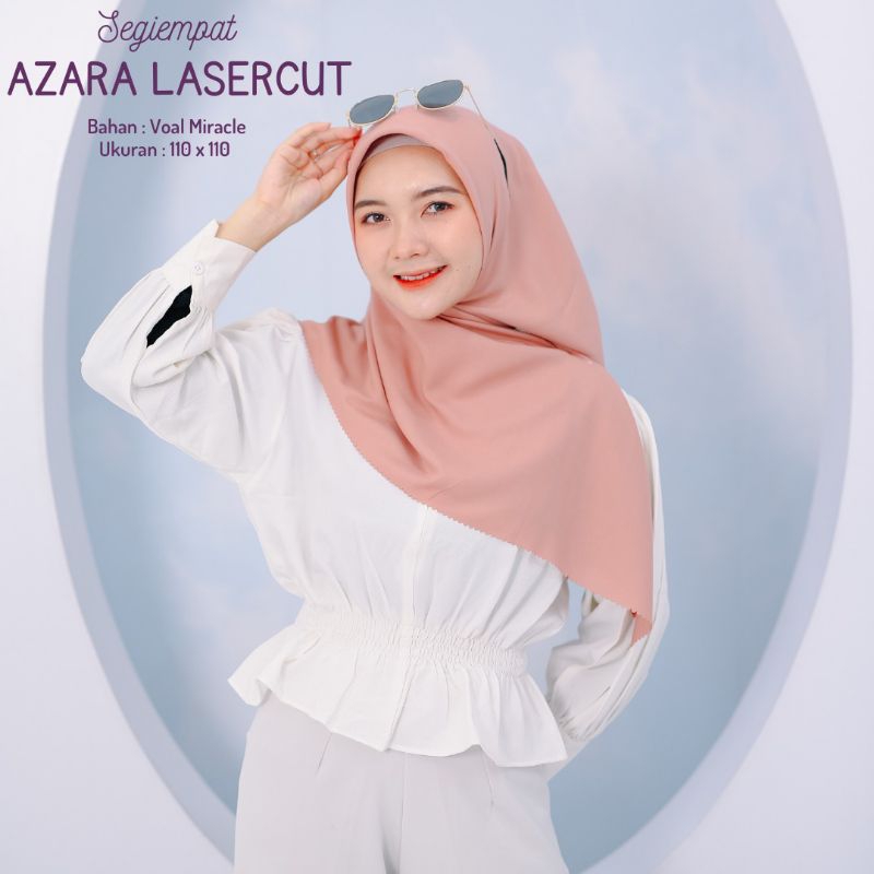 Hijab Segiempat Laser Cut Oskara Azara Voal Miracle Plain Azara Paris Premium Nyaman Dipakai | Bisa Cod
