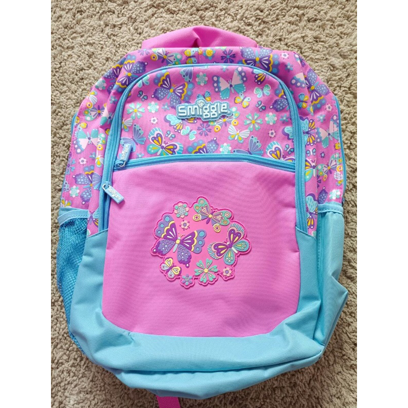 Smiggle Backpack - Pink & Blue Butterfly