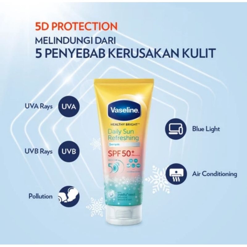 Vaseline Healthy Bright Daily Sun Refreshing SPF 50 PA++++ Sunscreen Badan 170ml Sunblock Original BPOM COD