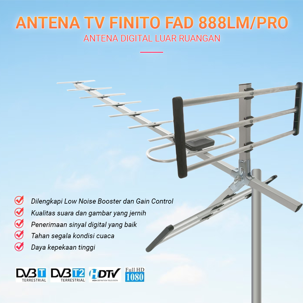 Antena TV Finito FAD 888LM Supprot STB Tv/Antena Outdoor UHF Analog Digitals Supprot STB Tv Anti Karat Waterproof