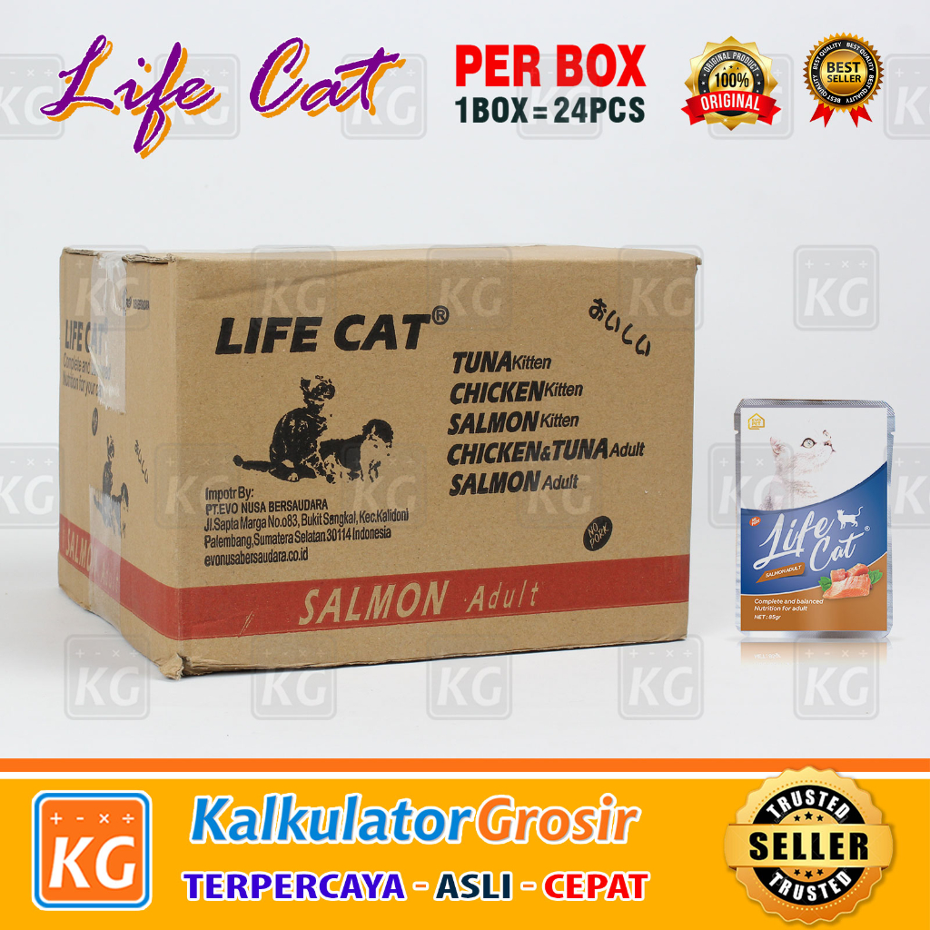 Life Cat Pouch 1Box Makanan Kucing Basah Kitten Adult 85gr / 85 gr Sachet 1Box / Wet 24 Pcs 1 Box 1/2box 12pcs