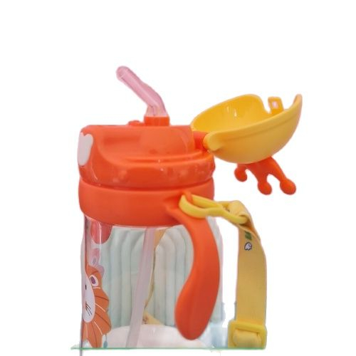 Botol Minum Anak Botol Minum Gagang Mahkota Dengan Tali Panjang &amp; Sedotan Kapasitas 450ml BPA free