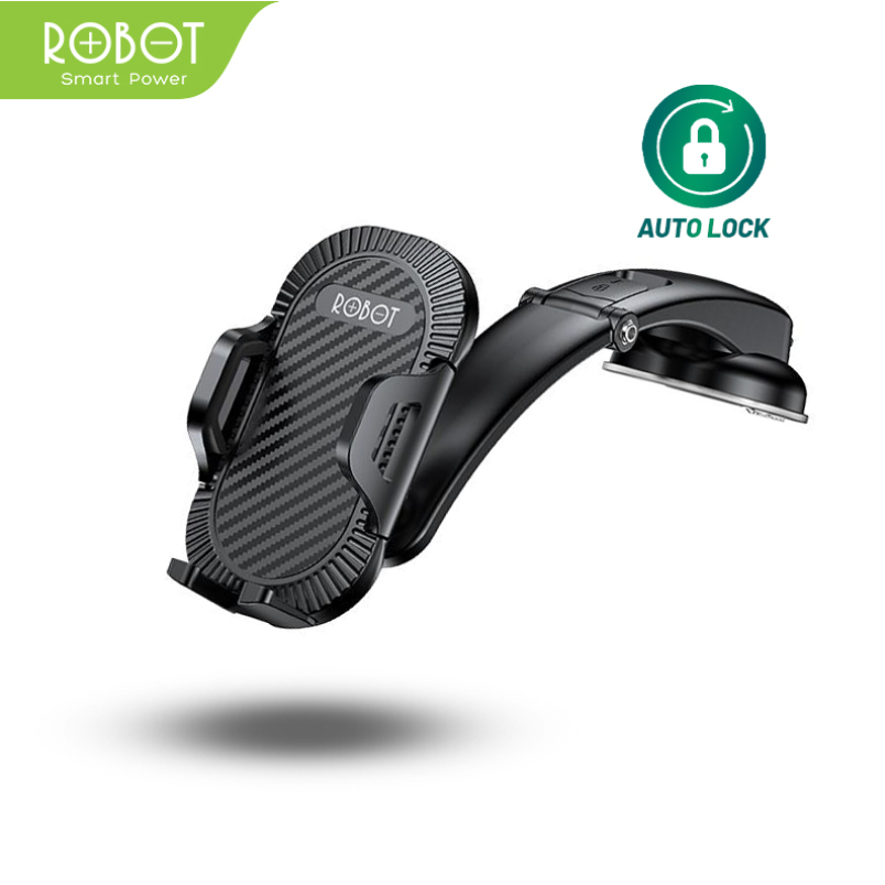 ROBOT RT-CH14 Dashboard Suction Cup Automatic Lock Universal Car Holder Black Original - Garansi 1 Tahun
