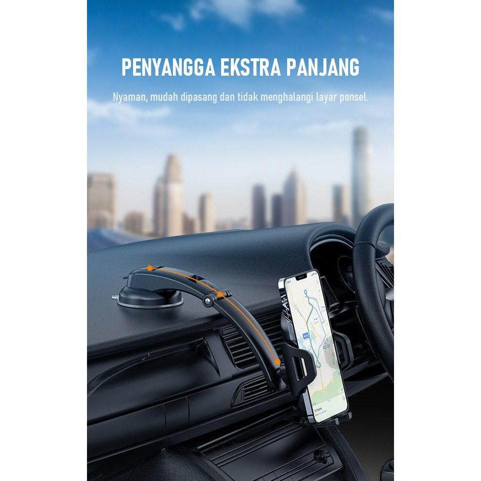 ROBOT RT-CH14 Dashboard Suction Cup Automatic Lock Universal Car Holder Black Original - Garansi 1 Tahun