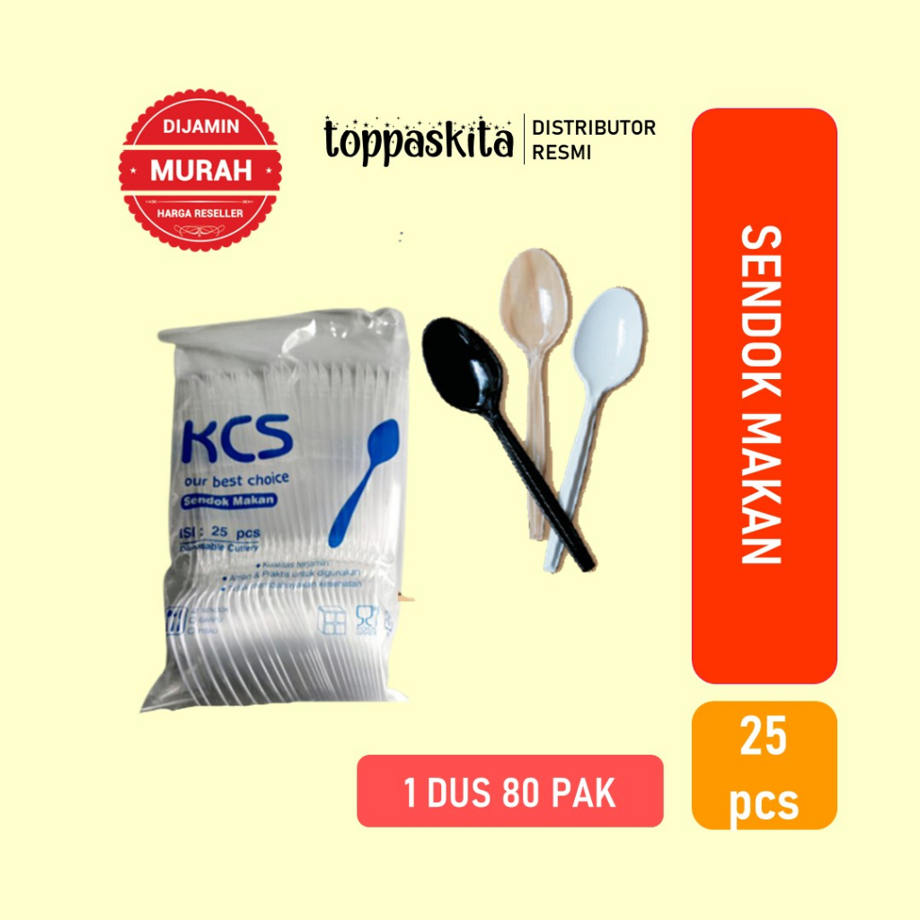 Sendok Makan Plastik Bening KCS / Sendok Panjang Tebal Kuat (25pcs)